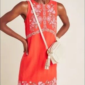 NWOT Anthropologie Aiko Embroidered Shift Dress